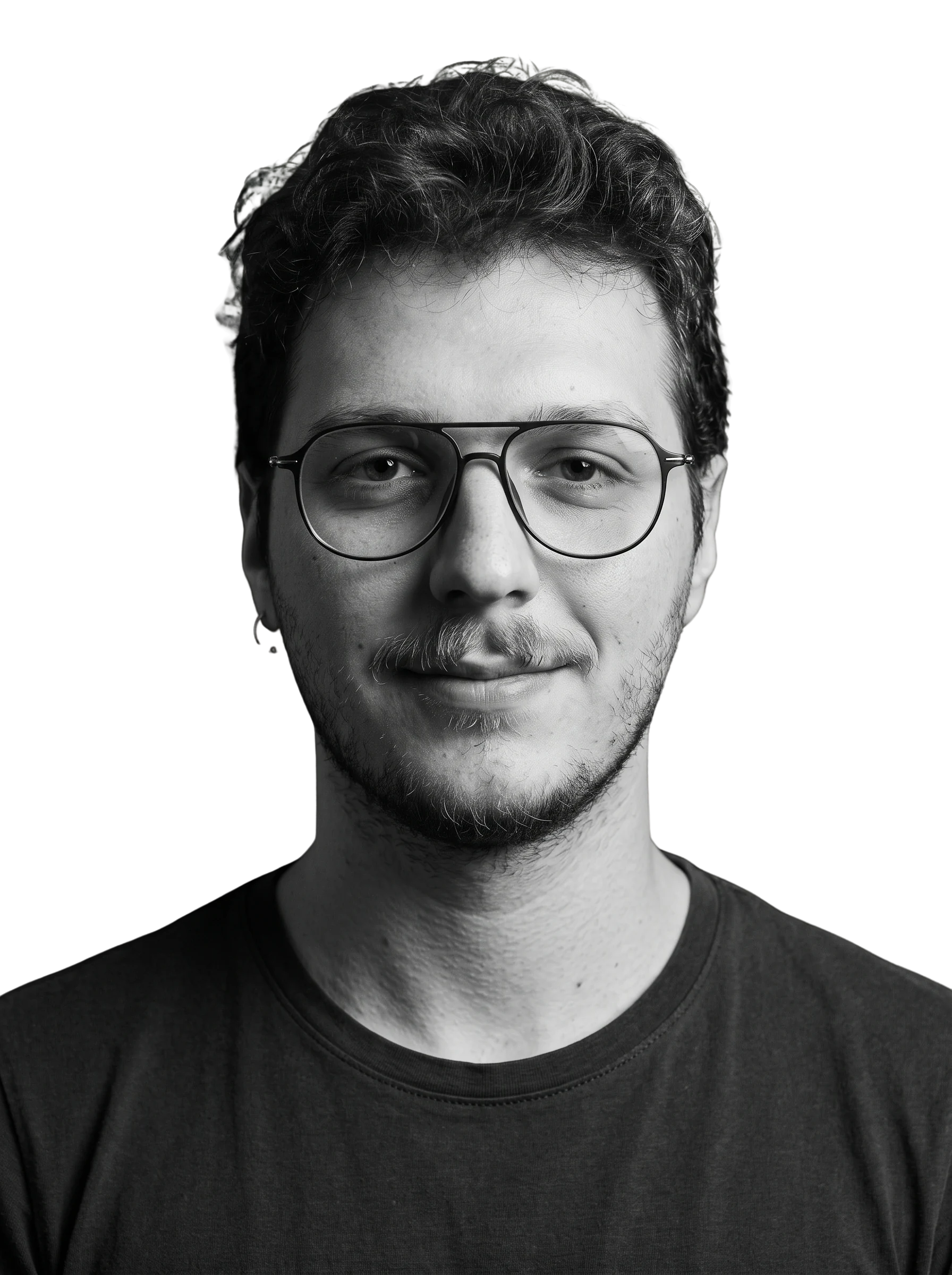 Black and white portrait of Eren Aydemir